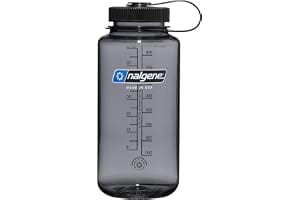 Nalgene 32 oz Wide Mouth Water Bottle, Gray w/ Black Lid