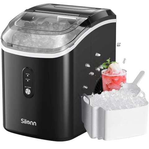 Nugget Ice Maker Countertop, Silonn Chewable Pellet Ice Machine with