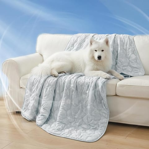 NWK Dog Cooling Blanket Q-Max>0.345 for Summer (Misty Gray, 40'' X