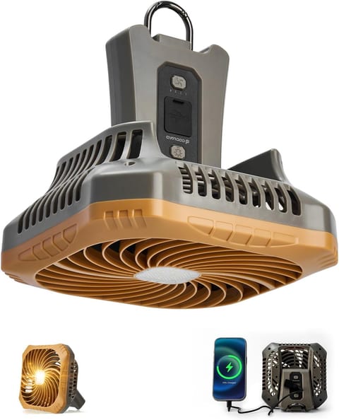 Odoland Portable Camping Fan with LED Lantern, 40H Rechargeable