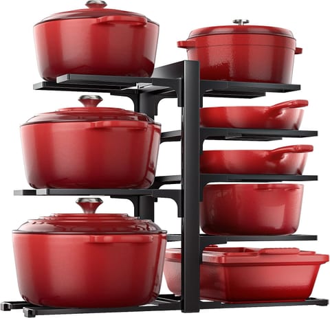 ORDORA Pots and Pans Organizer Under Cabinet 15.8", 8-Tier Adjustable