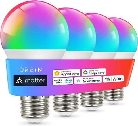 OREiN Matter Smart Light Bulb, A19 RGBTW Color Changing Light Bulbs