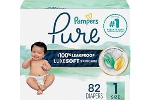 Pampers Pure Baby Diapers, Size 1 (8-14 lbs), 82, Up to 100%