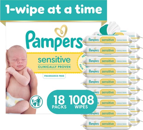 Pampers Sensitive Baby Wipes, Clinically Proven, Fragrance Free