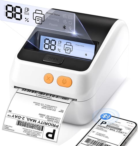 Phomemo Shipping Label Printer with Screen and Built-in Label Bin