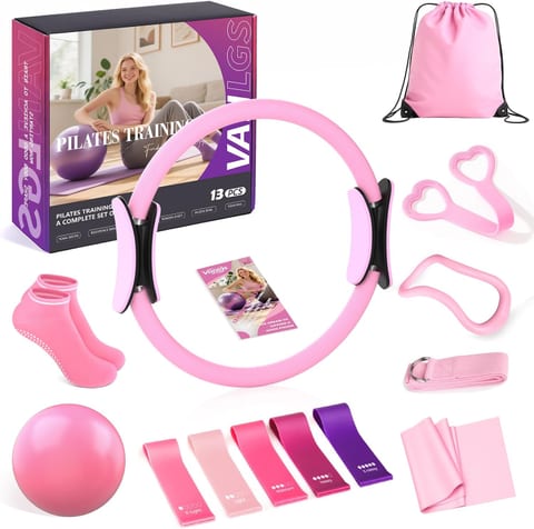 Pilates Kit 13Pcs Home Pilates Essentials Workout Kit with 13" Ring