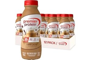 Premier Protein +Energy 30g High Protein Shake, Café Latte, 12 Pack