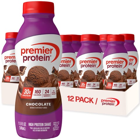 Premier Protein Shake, Chocolate, 30g Protein, No Added Sugar, 24