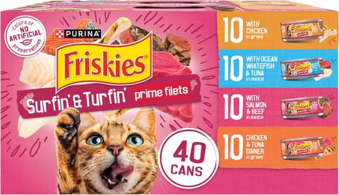 Purina Friskies Gravy Wet Cat Food Variety Pack, Surfin’ and Turfin’