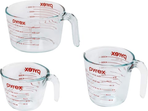 Pyrex Essentials (3-Pack) Glass Measuring Cups Set (1, 2 & 4 Cup) |