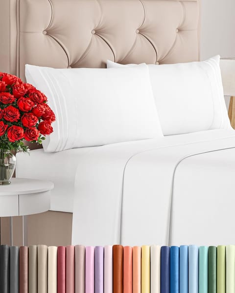Queen Size 4 Piece Sheet Set - Comfy Breathable & Cooling Sheets