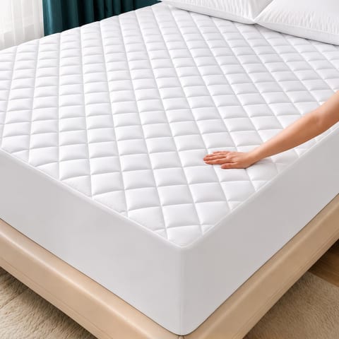 Quilted Fitted Mattress Pad, Queen Mattress Protector Topper with