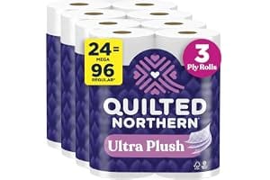 Quilted Northern Toilet Paper, Ultra Plush, 24 Mega Rolls, Bath Tissue