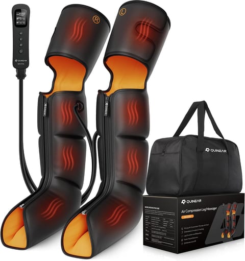 QUINEAR Leg Massager, 3-in-1 Foot Calf & Thigh Massager with Heat and