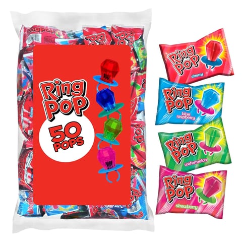 Ring Pop Halloween Candy Lollipops, 50 Count, Bulk Assorted Party