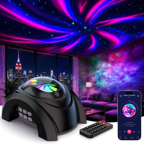 Rossetta Dual Lens Galaxy Star Projector, Aurora Night Light for