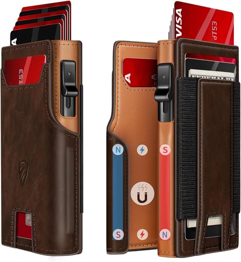 RUNBOX Wallet for Men 9-13 Cards RFID Blocking Slim Pop-Up Card