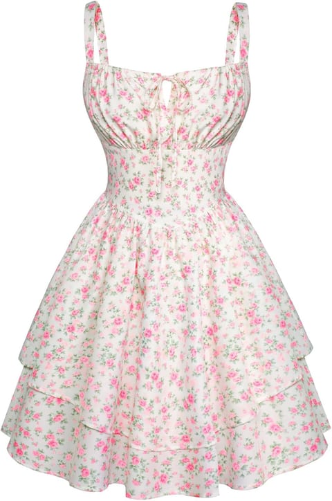 Scarlet Darkness Floral Mini Corset Dress Women Teens Sundress with