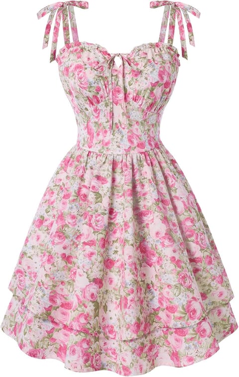 Scarlet Darkness Floral Mini Dress for Women Corset Graduation