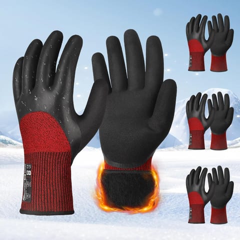 Schwer 3 Pairs Winter Work Gloves, 3/4 Double-Dipped Coating, CR3313