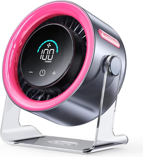 Small Desk Fan, 100-Speed Quiet Rechargeable for Office & Bedroom