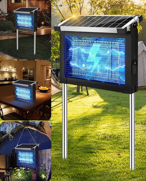 Solar Bug Zapper 4500V, Waterproof Mosquito Zapper Fly Traps Outdoor