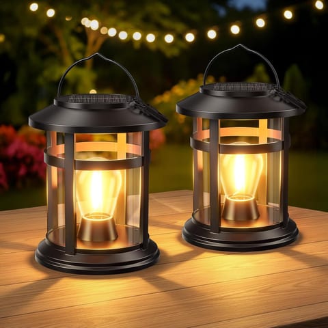 Solar Lantern Outdoor Waterproof, 2 Pack Bright Hanging Solar Lights