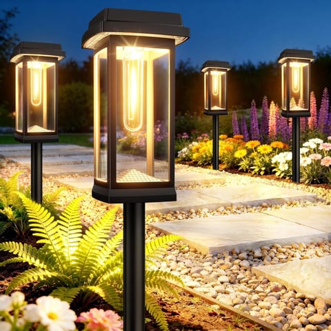 Solar Pathway Lights Outdoor, 8 Pack Upgraded Solar Garden Lights