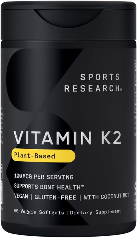 Sports Research® Vitamin K2 as MK-7 100mcg, 60 Count Plantgels™ |