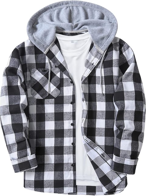 SWISSWELL Mens Flannel Hoodie Shirts Lightweight Button Down Plaid