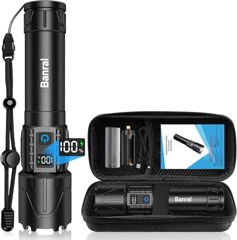 Tactical Flashlight Super Bright High Lumens Rechargeable LED Flash