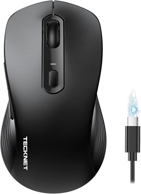 TECKNET Rechargeable Bluetooth Mouse, [ USB + BT5.0 + BT3.0 ]