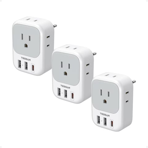 TESSAN European Travel Plug Adapter USB C 3 Pack