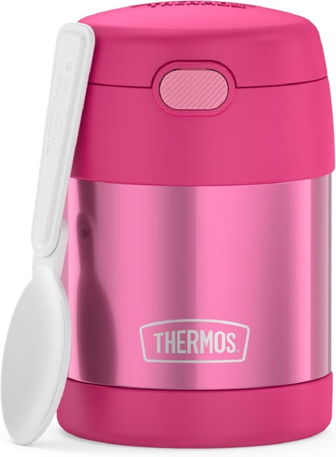 THERMOS FUNTAINER Kids Food Jar with Spoon, 10oz, Pink