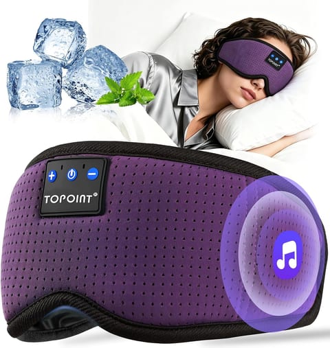 TOPOINT Sleep Mask with Bluetooth Headphones, Breathable Silk Eye
