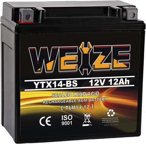 Weize YTX14 BS ATV Battery High Performance - Maintenance Free