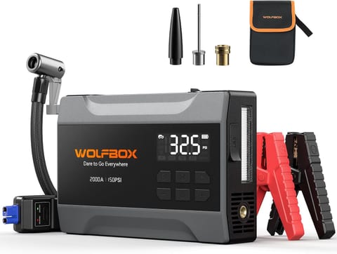 WOLFBOX MV10A 2000A Jump Starter with Air Compressor, 37Wh Car