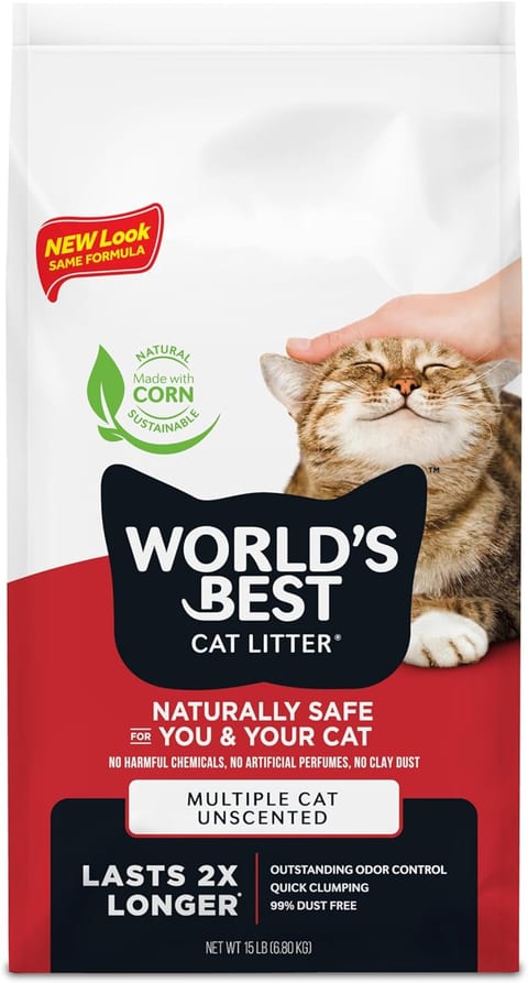 World's Best Cat Litter, Multiple Cat, Unscented, Odor Control, 15 lb
