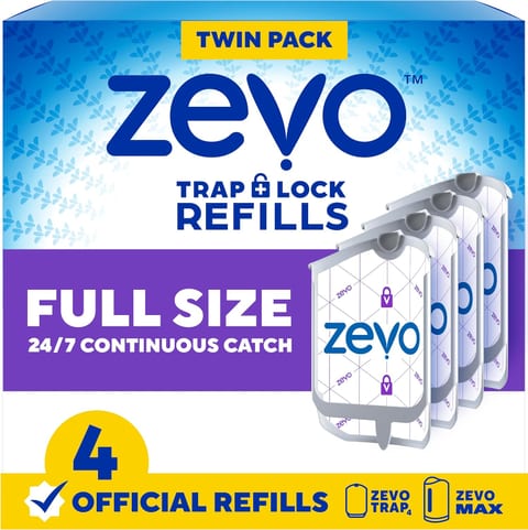 Zevo Flying Insect Trap Refill Cartridges for Fruit Flies & Gnats, 4
